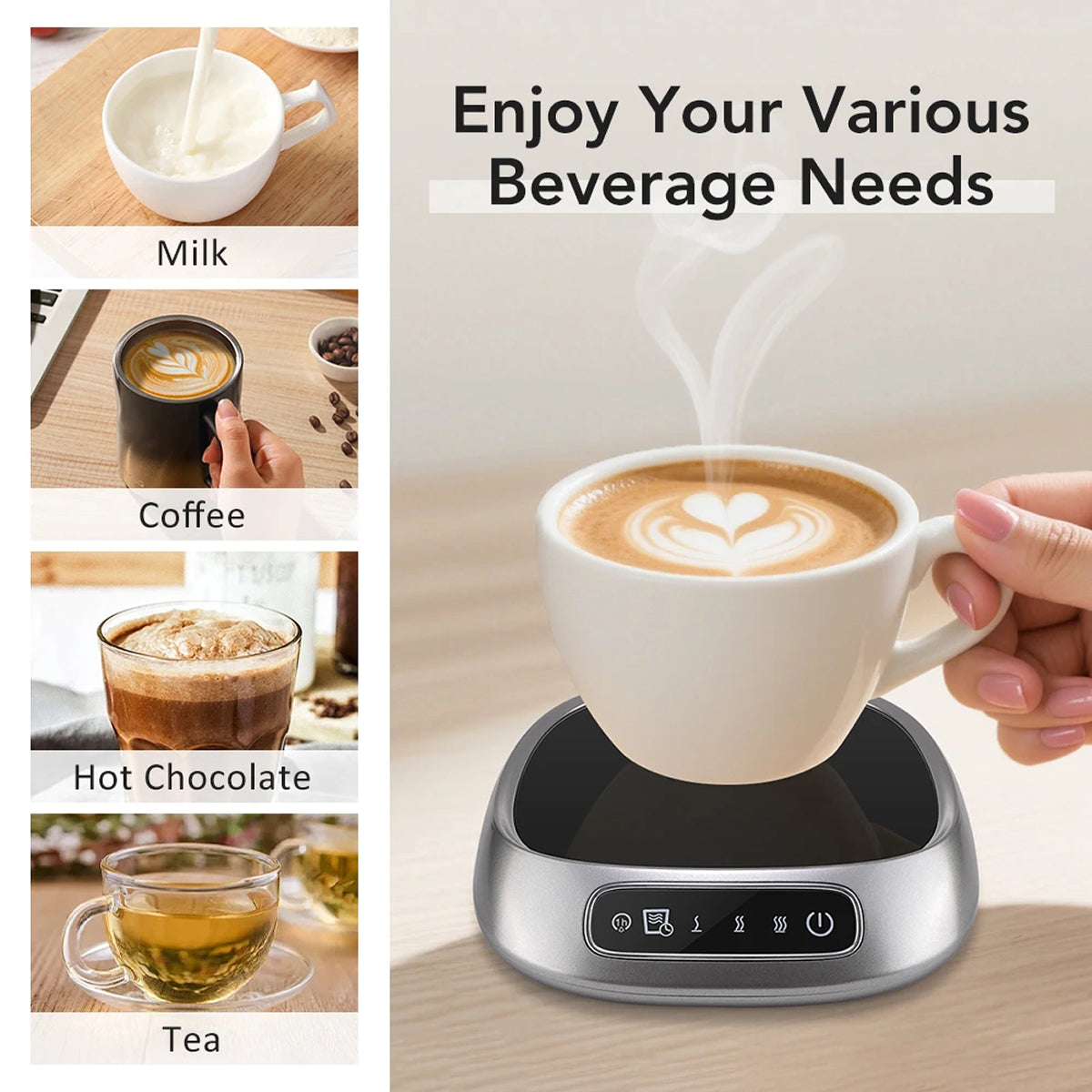 WarimCovi Coffee Mug Warmer 3 Temperature Settings 8H Auto Shut Off USB Powered