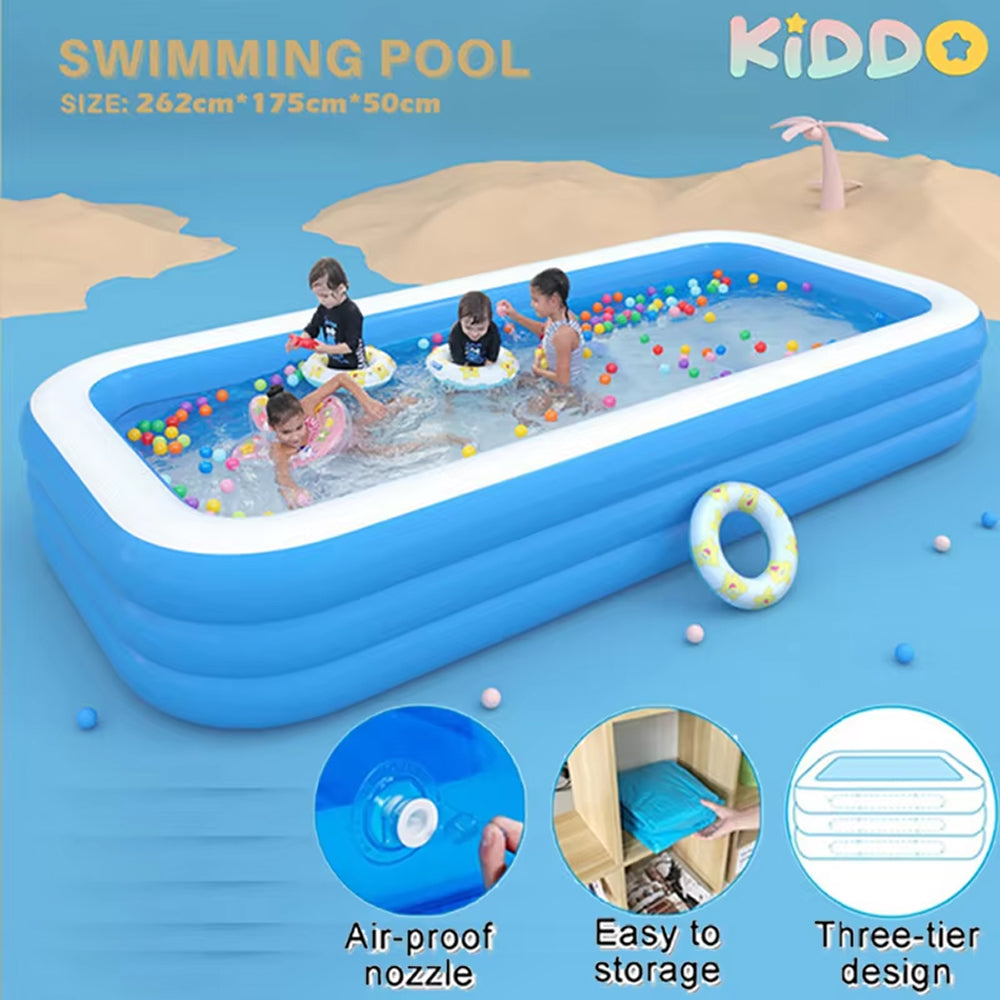 WaviJoy Family Inflatable Pool with Independent Airbag System and Cushioned Thermal Bottom