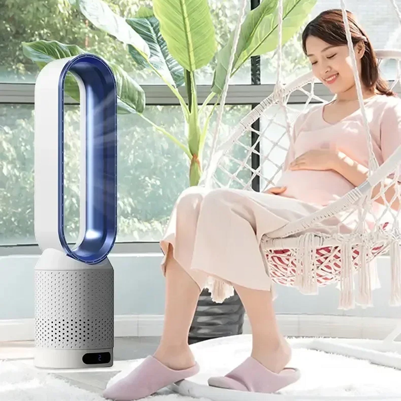 FakiLiax Sleek Bladeless Fan – Quiet Air Multiplier Technology, Safe Airflow Stream & Modern Minimalist Design