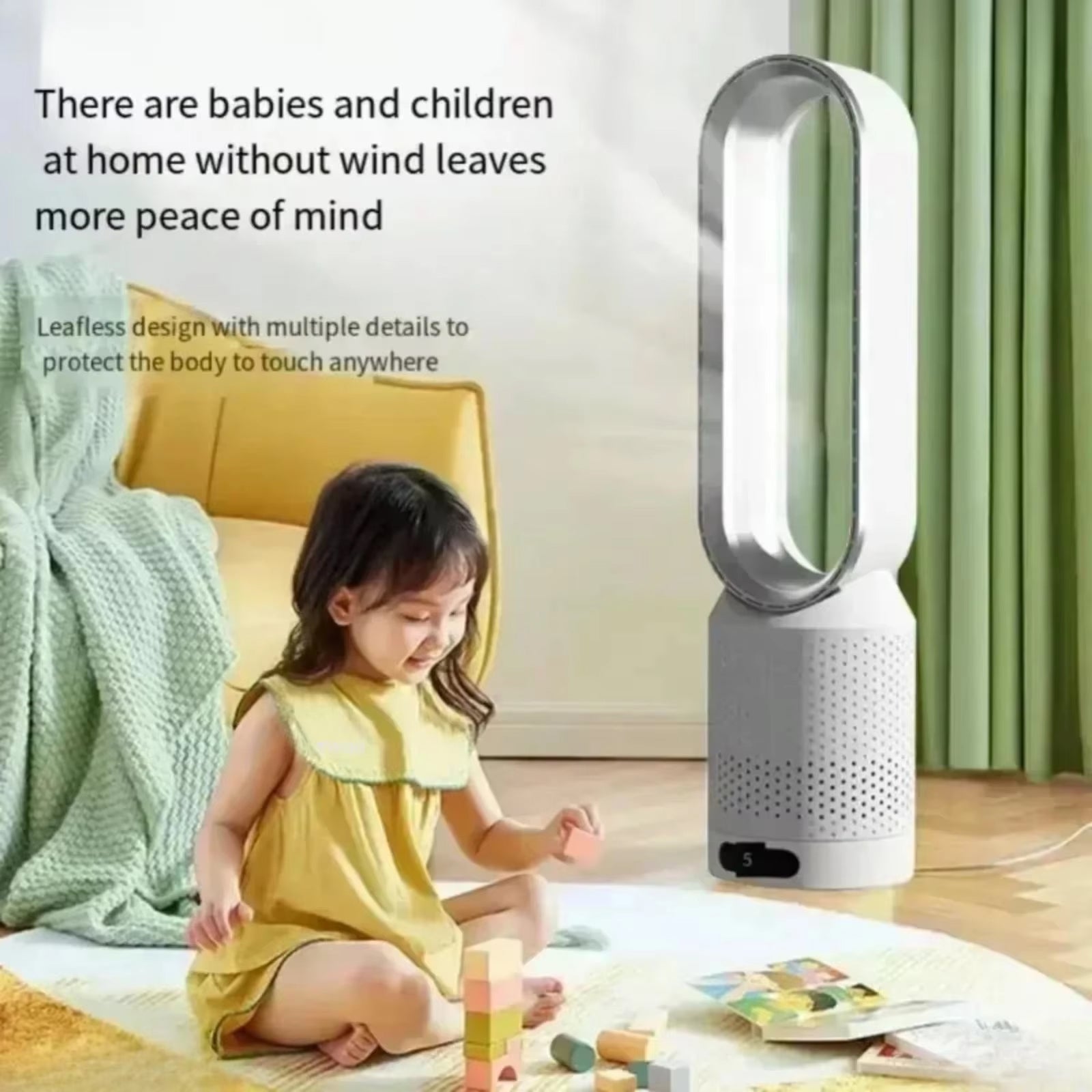FakiLiax Sleek Bladeless Fan – Quiet Air Multiplier Technology, Safe Airflow Stream & Modern Minimalist Design