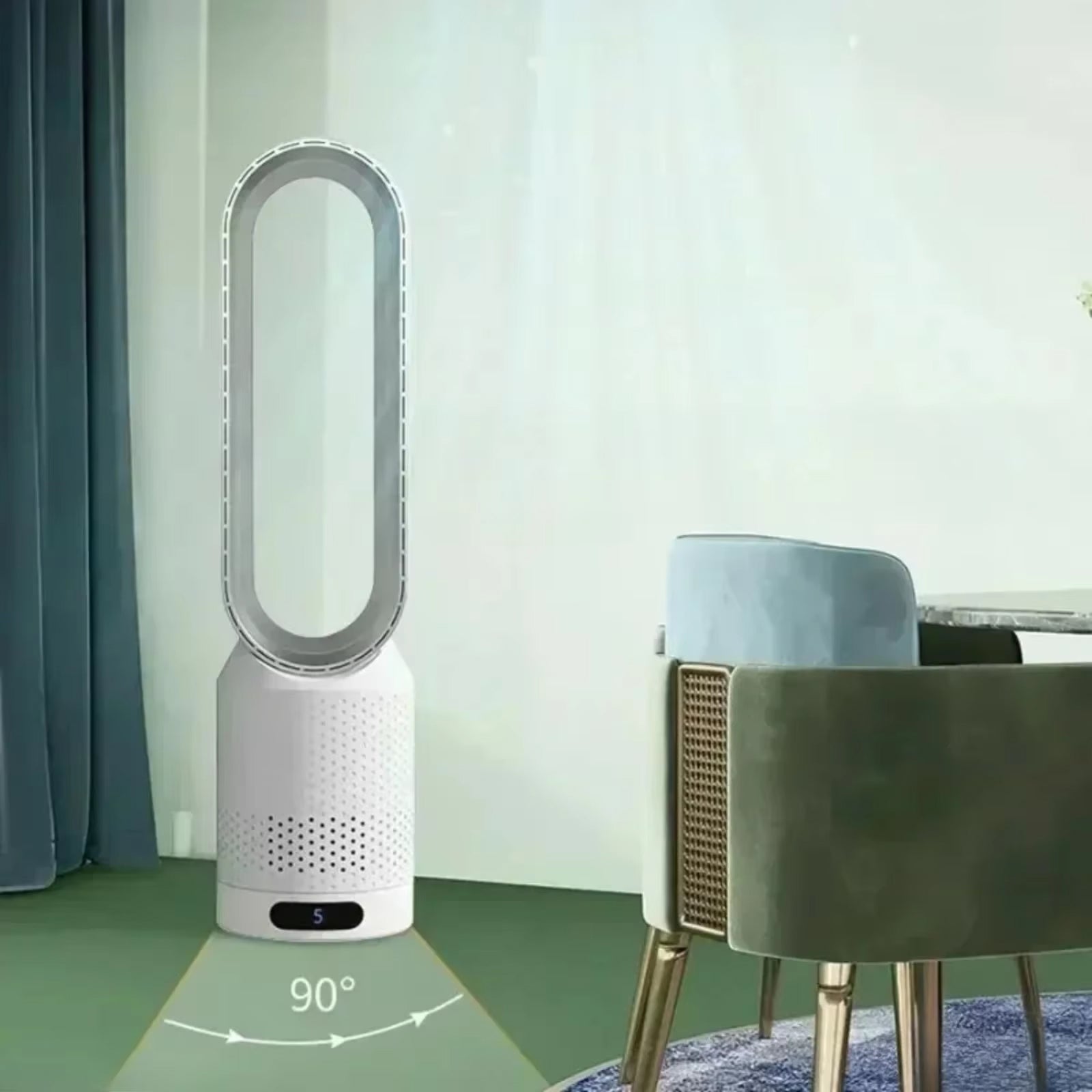 FakiLiax Sleek Bladeless Fan – Quiet Air Multiplier Technology, Safe Airflow Stream & Modern Minimalist Design