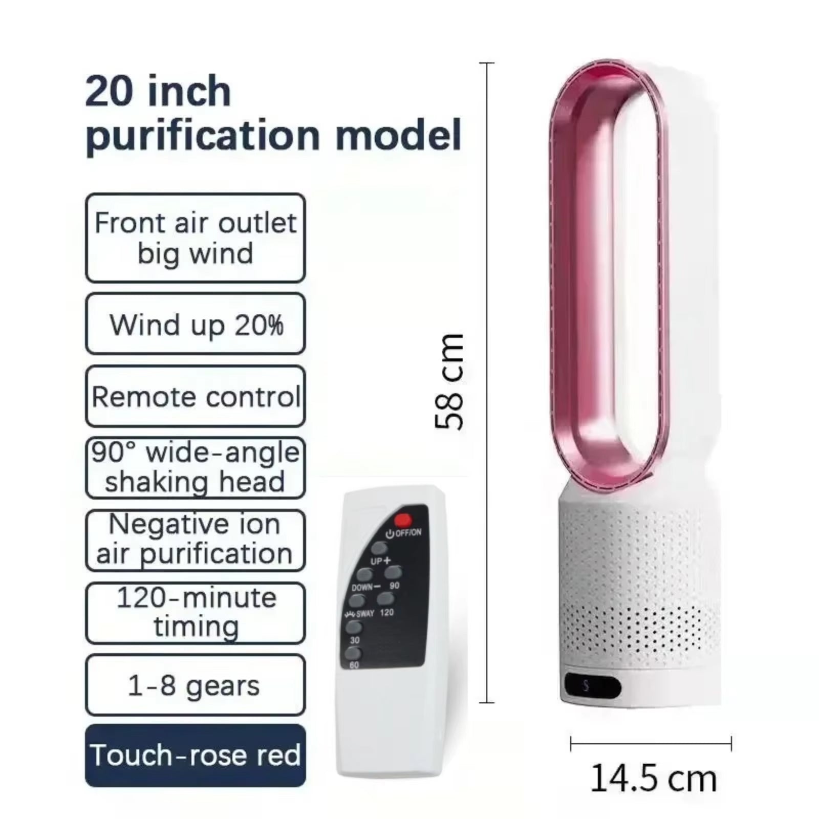 FakiLiax Sleek Bladeless Fan – Quiet Air Multiplier Technology, Safe Airflow Stream & Modern Minimalist Design