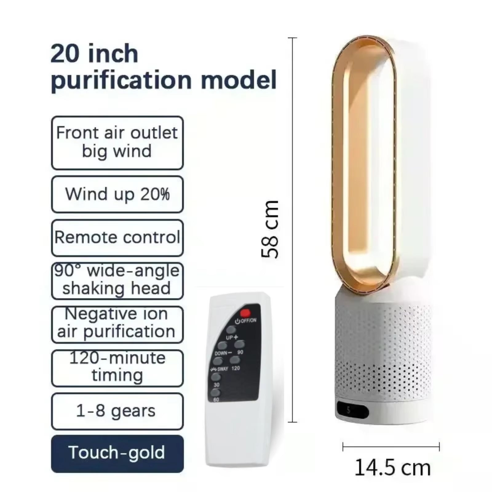 FakiLiax Sleek Bladeless Fan – Quiet Air Multiplier Technology, Safe Airflow Stream & Modern Minimalist Design