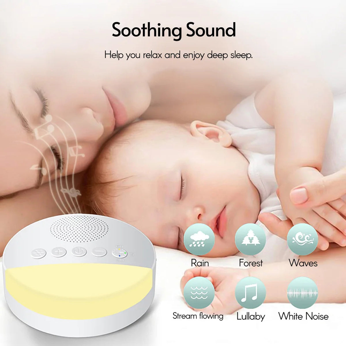 WhitixMax Sleep Therapy White Noise Machine – 30 Soothing Sounds, Night Light & Auto-Timer