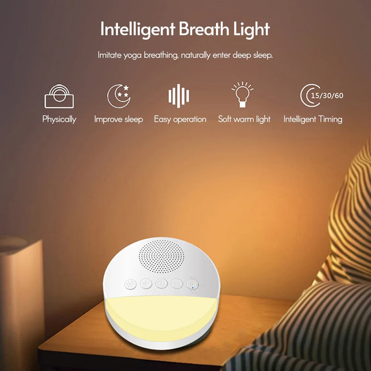 WhitixMax Sleep Therapy White Noise Machine – 30 Soothing Sounds, Night Light & Auto-Timer