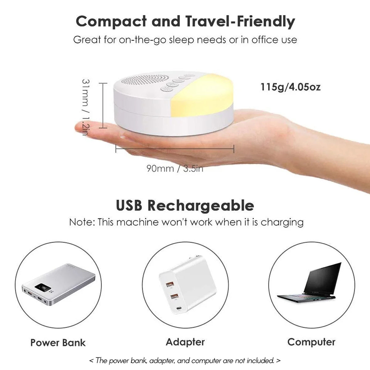 WhitixMax Sleep Therapy White Noise Machine – 30 Soothing Sounds, Night Light & Auto-Timer