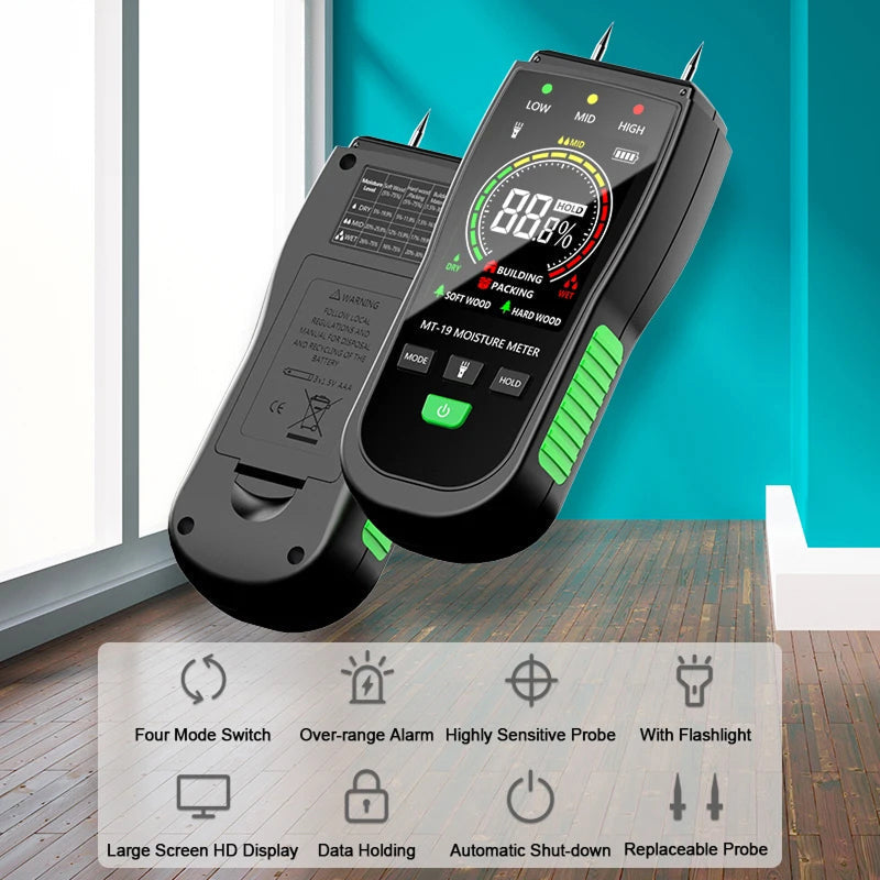 WomiTero Wood Moisture Meter ±0.5% High Precision 4-Mode Sensor