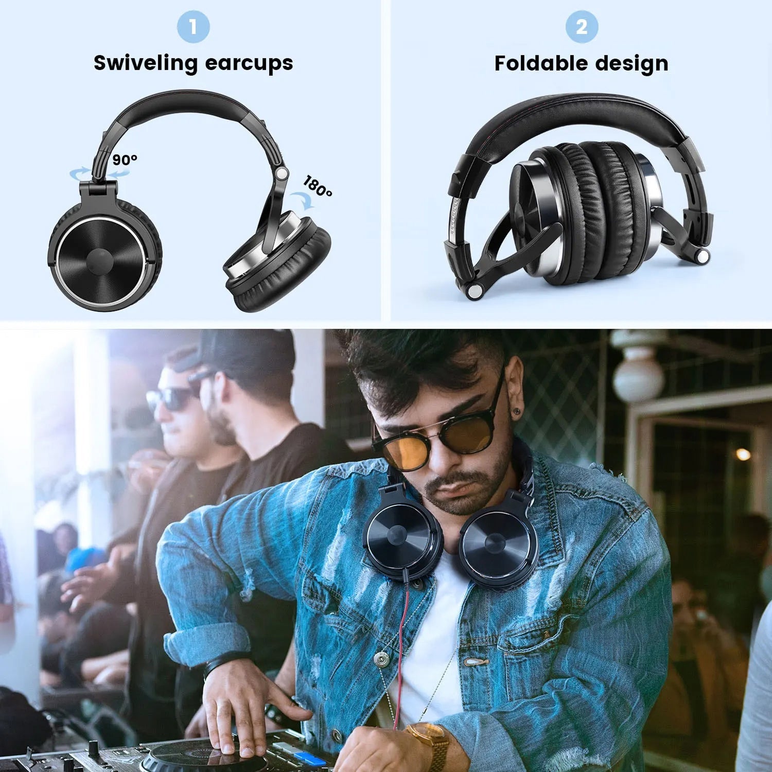 ZetaNase 50mm Studio Monitor Headphones – Professional Dual Interface, Foldable Design & Hi-Fi Audio