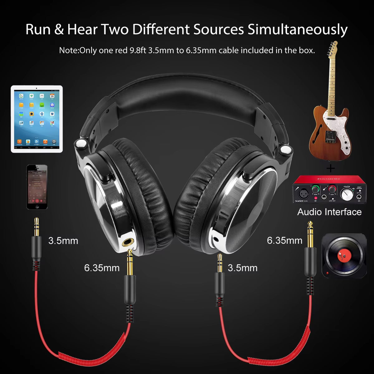 ZetaNase 50mm Studio Monitor Headphones – Professional Dual Interface, Foldable Design & Hi-Fi Audio