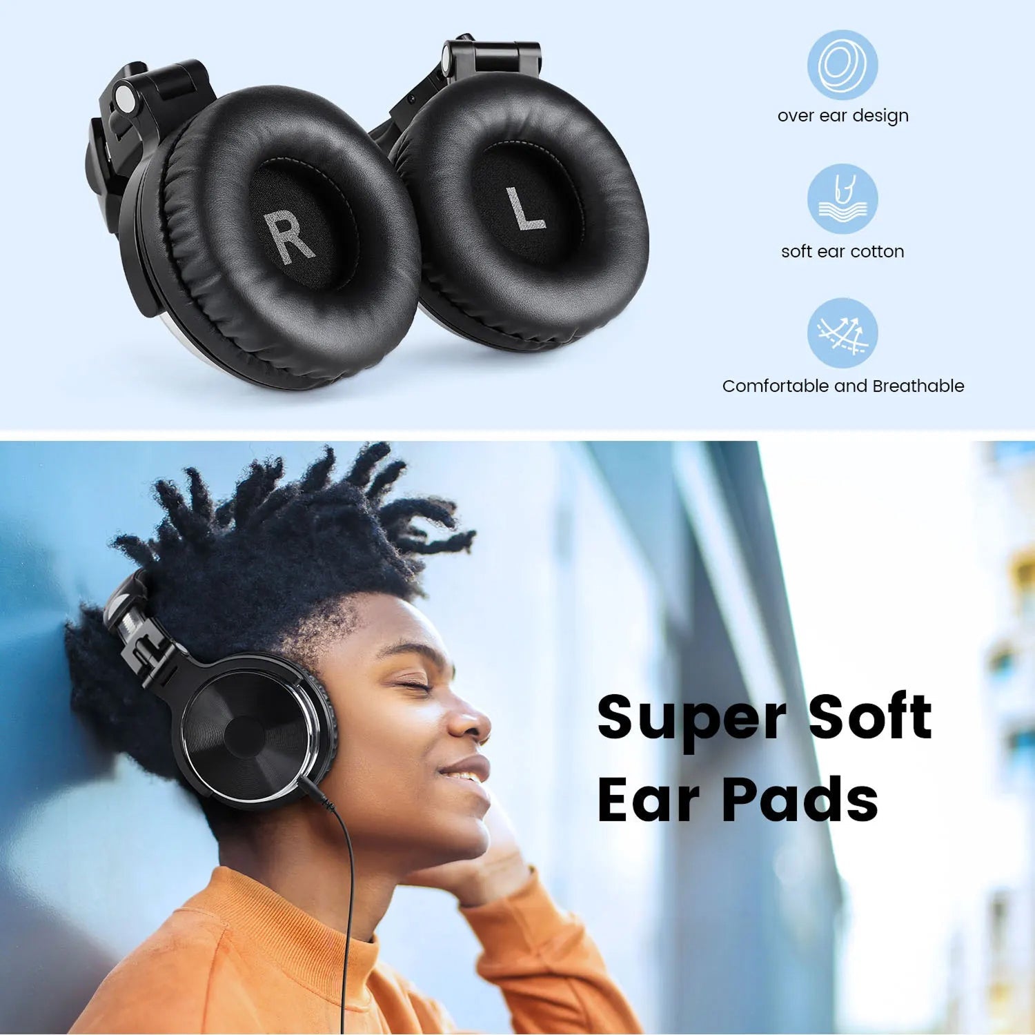 ZetaNase 50mm Studio Monitor Headphones – Professional Dual Interface, Foldable Design & Hi-Fi Audio